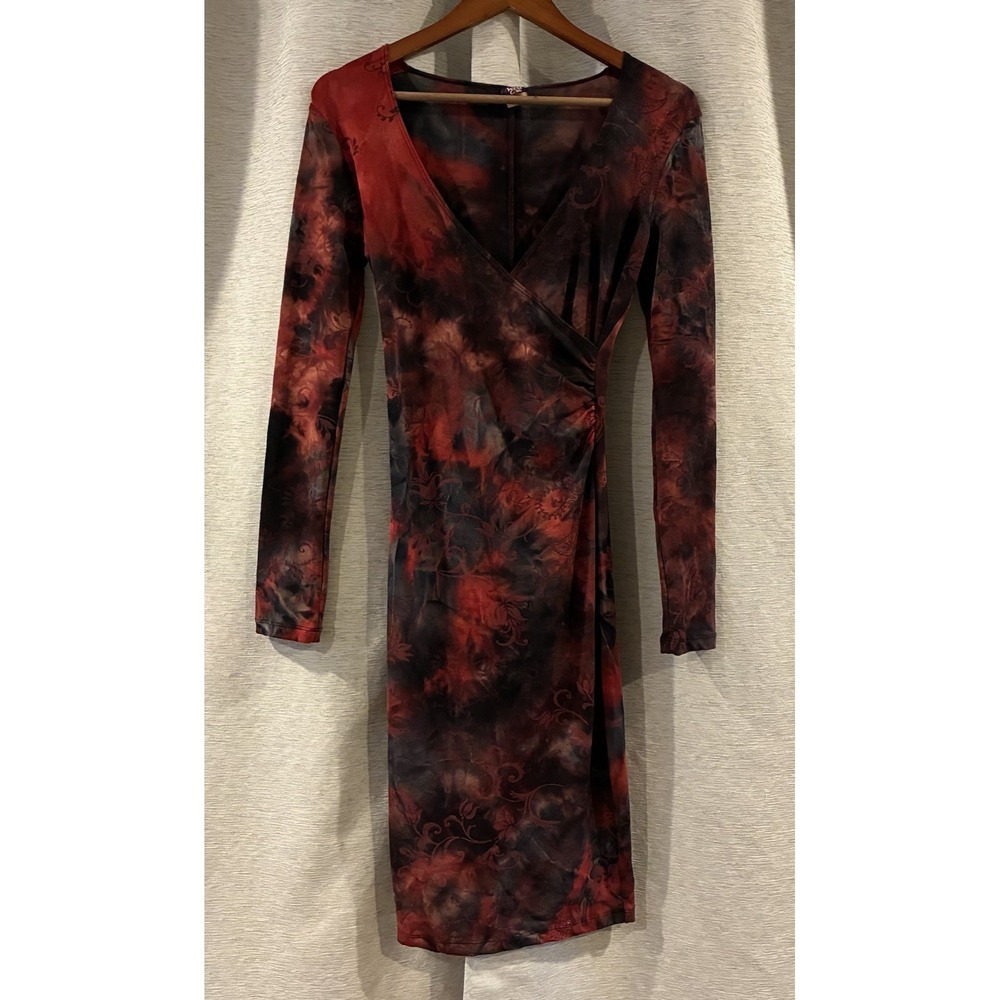 Vtg‎ 90s Wild Cat Dress Womens Small Red Fairy Grunge Whimsigoth Boho Retro